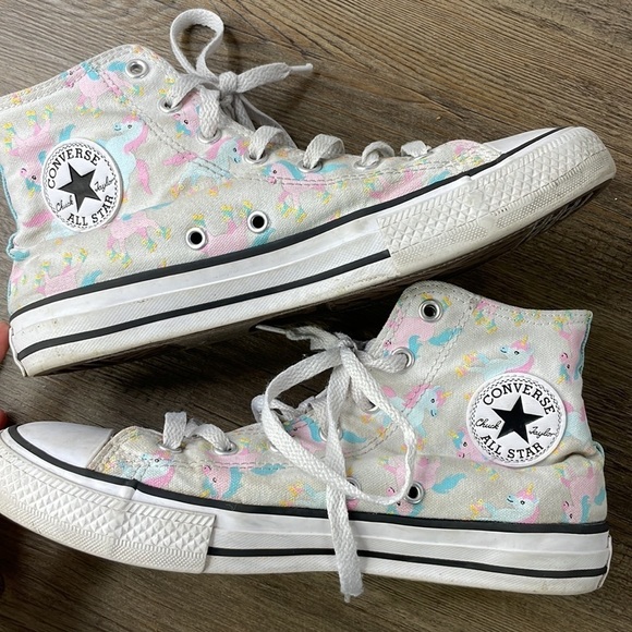 Converse All Star Girls Rainbow Unicorn Skates High Top White Junior SZ 5Y Shoes - Picture 6 of 8